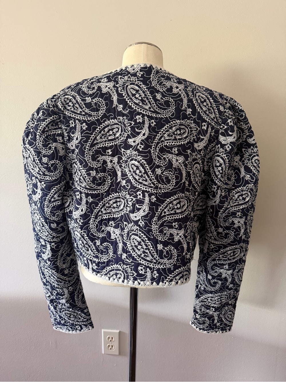 Sea New York Theodora Navy and White Paisley Cropped Jacket - Picture 2 of 9